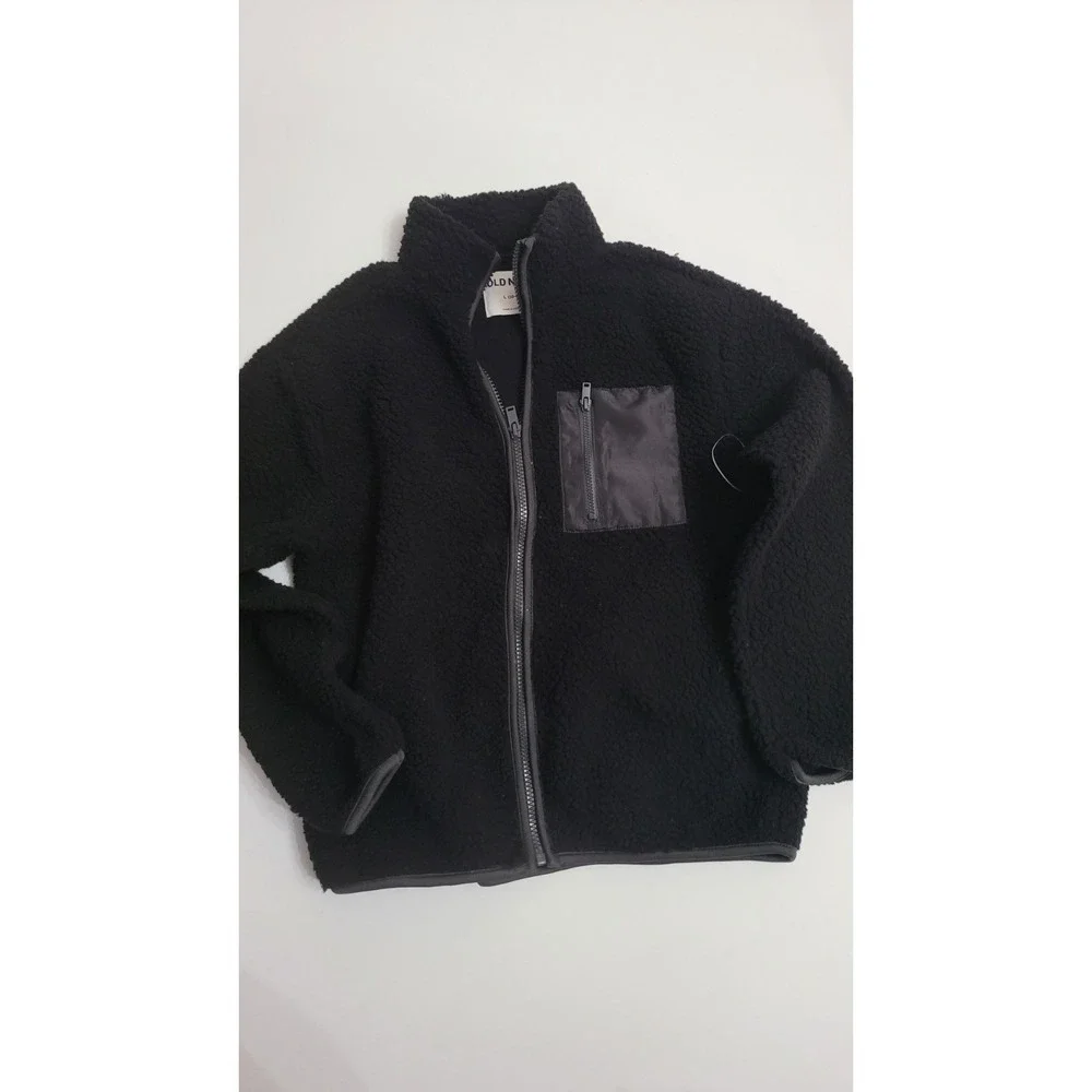 Old Navy Girls/Boy Fleece Full Zip Jacket Black Long Sleeve Coat Size L (10-12)